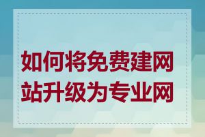 如何将免费建网站升级为专业网站
