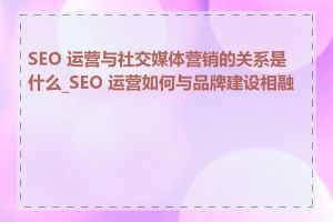 SEO 运营与社交媒体营销的关系是什么_SEO 运营如何与品牌建设相融合