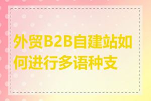 外贸B2B自建站如何进行多语种支持