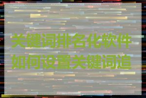 关键词排名化软件如何设置关键词追踪