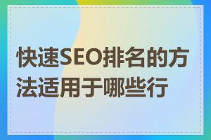 快速SEO排名的方法适用于哪些行业