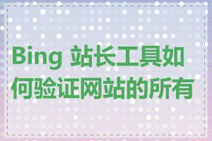 Bing 站长工具如何验证网站的所有权