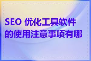 SEO 优化工具软件的使用注意事项有哪些