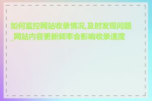 如何监控网站收录情况,及时发现问题_网站内容更新频率会影响收录速度吗