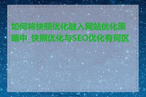 如何将快照优化融入网站优化策略中_快照优化与SEO优化有何区别