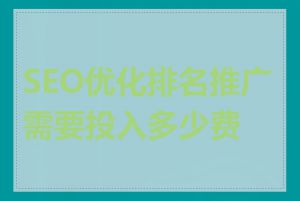 SEO优化排名推广需要投入多少费用