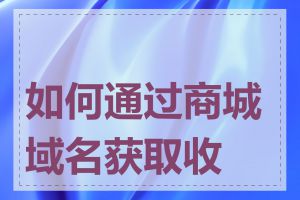 如何通过商城域名获取收益