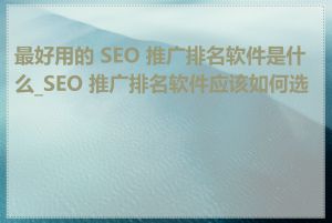 最好用的 SEO 推广排名软件是什么_SEO 推广排名软件应该如何选择