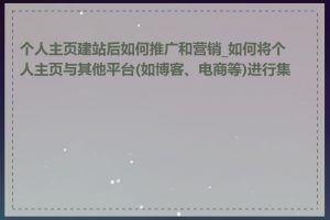 个人主页建站后如何推广和营销_如何将个人主页与其他平台(如博客、电商等)进行集成