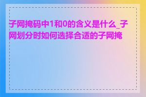 子网掩码中1和0的含义是什么_子网划分时如何选择合适的子网掩码