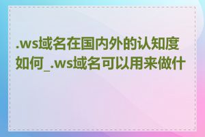 .ws域名在国内外的认知度如何_.ws域名可以用来做什么