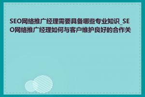 SEO网络推广经理需要具备哪些专业知识_SEO网络推广经理如何与客户维护良好的合作关系