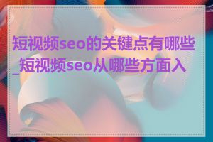短视频seo的关键点有哪些_短视频seo从哪些方面入手