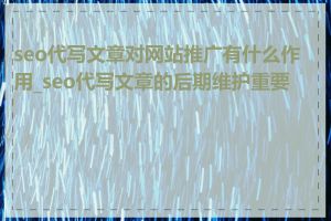 seo代写文章对网站推广有什么作用_seo代写文章的后期维护重要吗