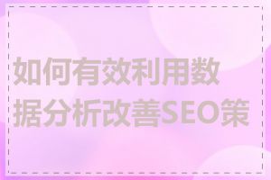 如何有效利用数据分析改善SEO策略