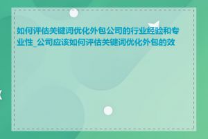 如何评估关键词优化外包公司的行业经验和专业性_公司应该如何评估关键词优化外包的效果