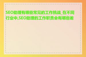 SEO助理有哪些常见的工作挑战_在不同行业中,SEO助理的工作职责会有哪些差异