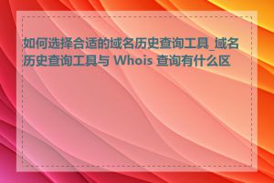 如何选择合适的域名历史查询工具_域名历史查询工具与 Whois 查询有什么区别