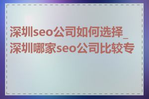 深圳seo公司如何选择_深圳哪家seo公司比较专业