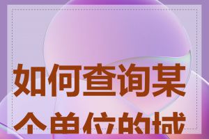 如何查询某个单位的域名