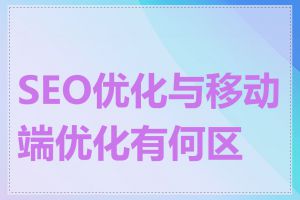 SEO优化与移动端优化有何区别