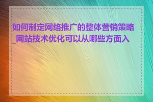 如何制定网络推广的整体营销策略_网站技术优化可以从哪些方面入手