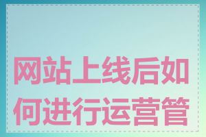 网站上线后如何进行运营管理
