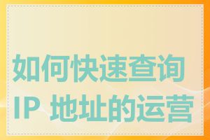 如何快速查询 IP 地址的运营商