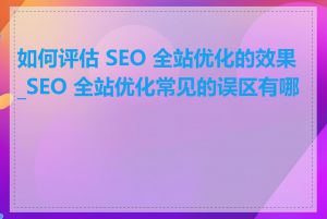 如何评估 SEO 全站优化的效果_SEO 全站优化常见的误区有哪些