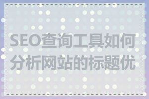 SEO查询工具如何分析网站的标题优化