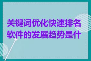 关键词优化快速排名软件的发展趋势是什么