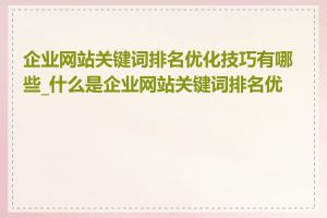 企业网站关键词排名优化技巧有哪些_什么是企业网站关键词排名优化
