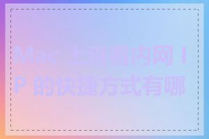 Mac 上查看内网 IP 的快捷方式有哪些