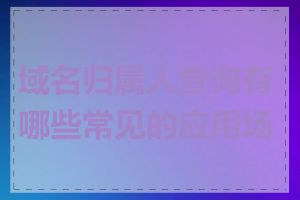 域名归属人查询有哪些常见的应用场景