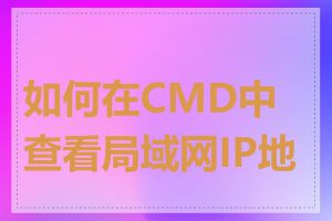 如何在CMD中查看局域网IP地址