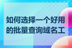 如何选择一个好用的批量查询域名工具