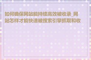 如何确保网站能持续高效被收录_网站怎样才能快速被搜索引擎抓取和收录