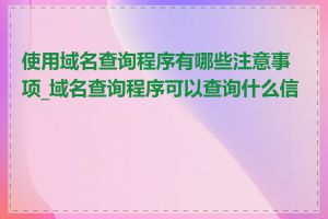 使用域名查询程序有哪些注意事项_域名查询程序可以查询什么信息