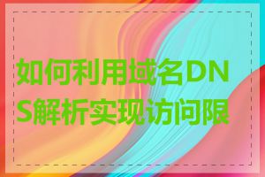 如何利用域名DNS解析实现访问限制
