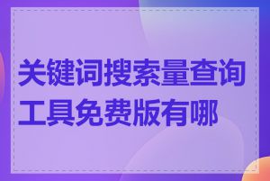 关键词搜索量查询工具免费版有哪些