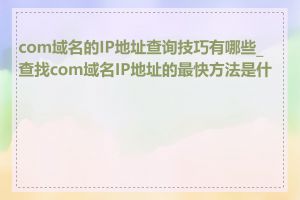 com域名的IP地址查询技巧有哪些_查找com域名IP地址的最快方法是什么