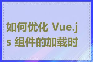 如何优化 Vue.js 组件的加载时间
