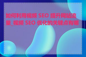 如何利用视频 SEO 提升网站流量_视频 SEO 优化的关键点有哪些
