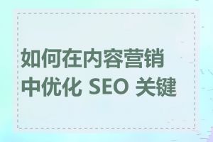 如何在内容营销中优化 SEO 关键词