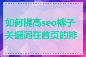 如何提高seo裤子关键词在首页的排名