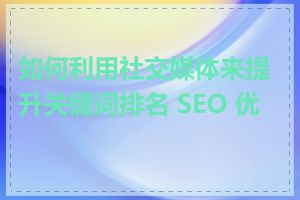 如何利用社交媒体来提升关键词排名 SEO 优化