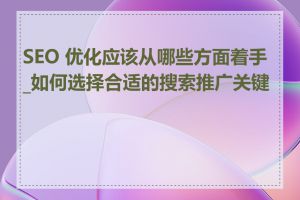 SEO 优化应该从哪些方面着手_如何选择合适的搜索推广关键词