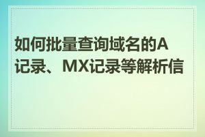 如何批量查询域名的A记录、MX记录等解析信息