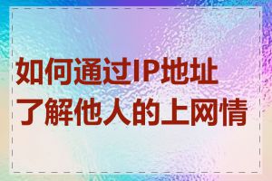 如何通过IP地址了解他人的上网情况