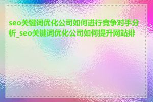 seo关键词优化公司如何进行竞争对手分析_seo关键词优化公司如何提升网站排名